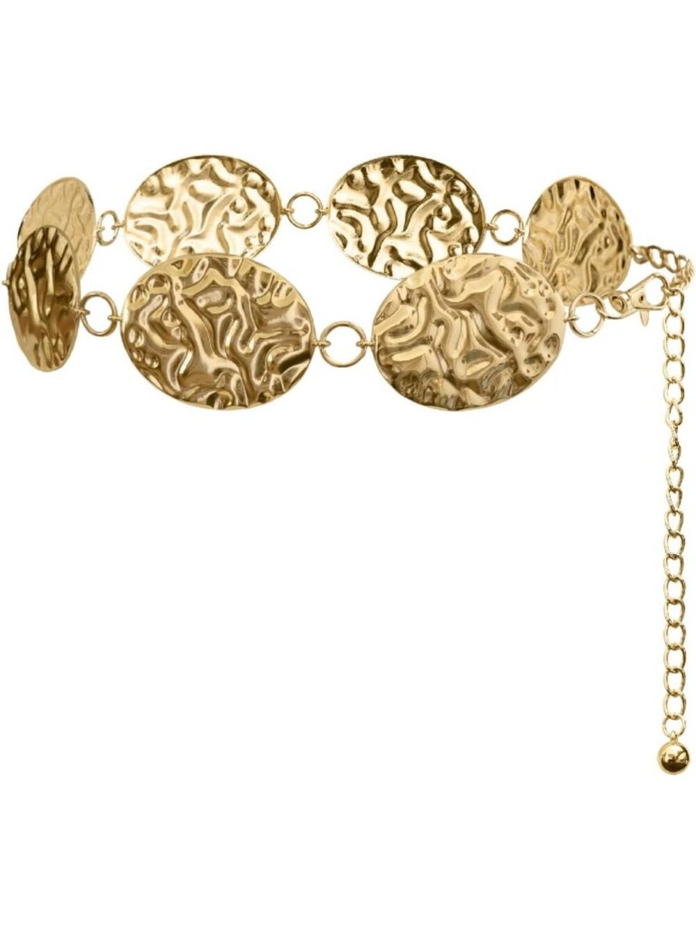 Boho Western Concho Chain Belt - Adjustable Hammered Metal Cowgirl Waist